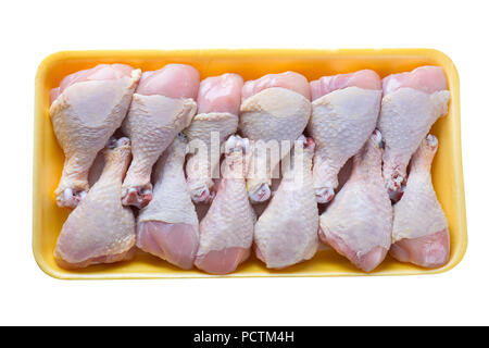 Download Raw Chicken Legs In A Yellow Plastic Tray Isolated On White Background Stock Photo Alamy PSD Mockup Templates