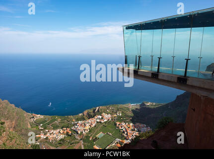 glass skywalk, viewpoint Mirador de Abrante, Agulo, La Gomera, Canary Islands, Canary Islands, Spain Stock Photo