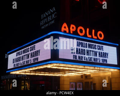 The Apollo Theater at 253 West 125th Street between Adam Clayton Powell Jr. Boulevard and Frederick Douglass Boulevard in the Harlem neighborhood of Manhattan, New York City Stock Photo