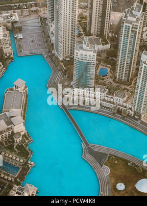 Artificial lake in Dubai from the top, United Arab Emirates. Stock Photo