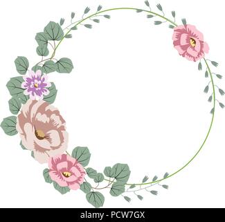 Floral Flower Wreath Frame Flat Design Illustration Stock Vector