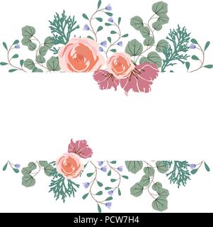 Floral Flower Wreath Frame Flat Design Illustration Stock Vector