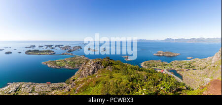 Aerial view of Henningsvaer archipelago on Lofoten islands, Norway Stock Photo