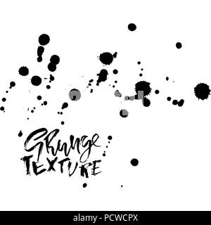 Handdrawn grunge texture. Abstract ink drops background. Black and white grunge illustration. Vector watercolor artwork pattern. Stock Vector