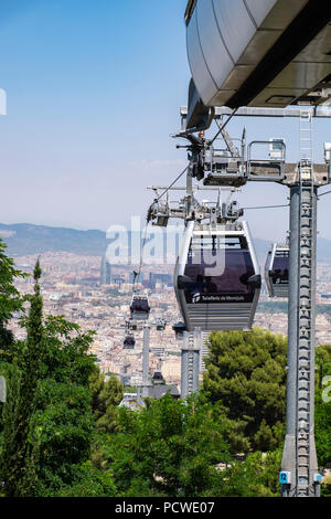 Cable car to Castle de Montjuic Barcelona Catalonia Stock Photo - Alamy