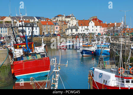Fishing Boats in Pittenweem Harbour, Fife, Scotland Stock Photo