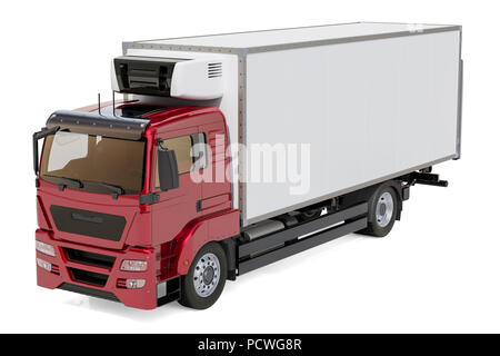 Truck with isothermal van, 3D rendering isolated on white background Stock Photo