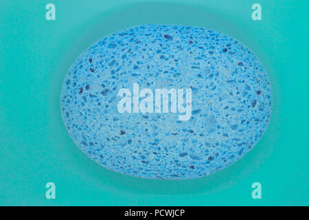 Abstract composition of blue sponge on blue background surface Stock Photo