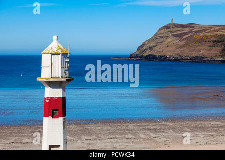 Lighthouse in Port Erin on the Isle of Man. Port Erin, Isle of Man. Stock Photo