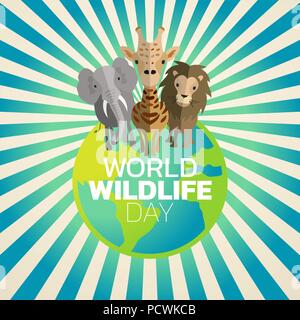 World Wildlife Day logo icon design, vector illustration Stock Vector