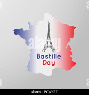 Bastille Day logo icon design, vector illustration Stock Vector