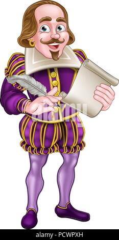 William Shakespeare Cartoon Character. Vector Illustration. Kids ...