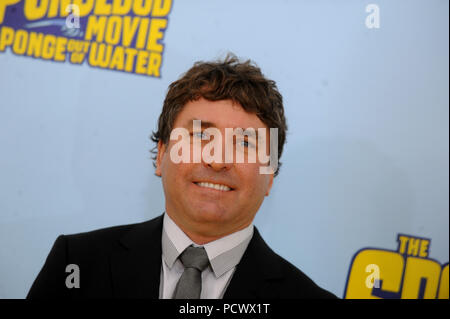 NEW YORK, NY - JANUARY 31: Spongebob attends 'The Spongebob Movie: Sponge Out Of Water' world premiere at AMC Lincoln Square Theater on January 31, 2015 in New York City.  People:  Stephen Hillenburg Stock Photo