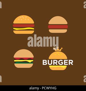 Illustration of burger logo design template vector Stock Vector