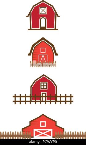 Illustration of red barn logo design template Stock Vector