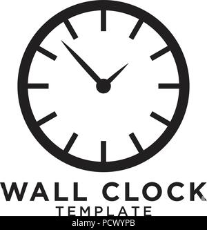 Illustration of wall clock logo design template Stock Vector