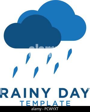 Illustration of rainy day logo graphic design template Stock Vector