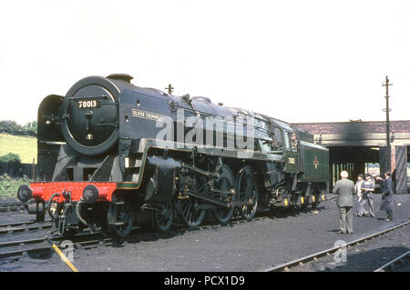 Standard 7P6F Class No 70013 OLIVER CROMWELL at Carnforth mpd being prepared for its part in the final BR steam operations in the summer of 1968  02/08/1968 Stock Photo
