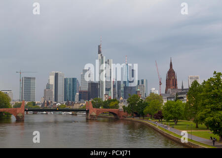 Frankfurt city view from river Main Stock Photo