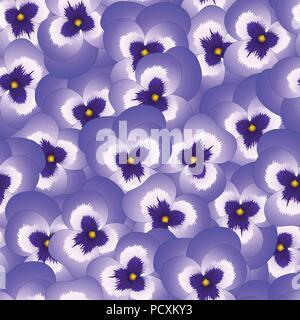 Violet Viola Garden Pansy Flower Seamless Background. Vector Illustration. Stock Vector