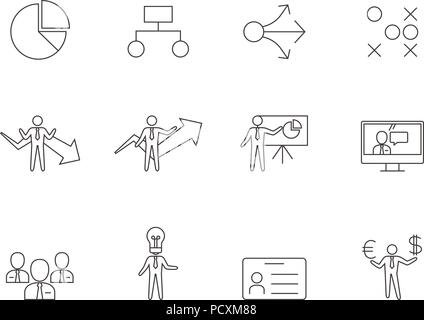 business presentation line icon, outline symbol, vector illustration ...