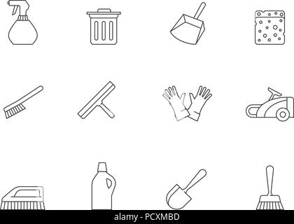 Outline Icons - Cleaning Tools Stock Vector
