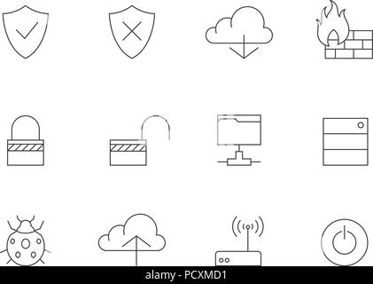 Outline Icons - Computer Network Stock Vector