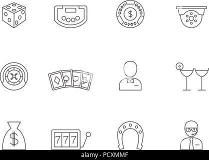 Outline Icons - Casino Stock Vector