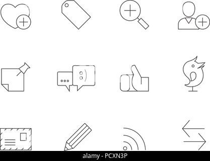 Outline Icons - Social Network Stock Vector