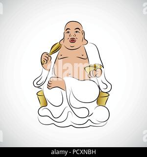 big Thai Buddha Golden Statue vector illustration Stock Vector