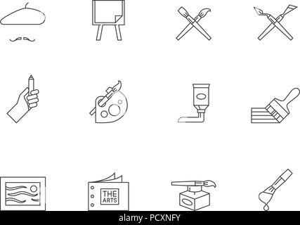 Outline Icons - Painting Artis Stock Vector