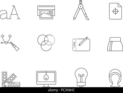Outline Icons - Printing Graphic Design Stock Vector