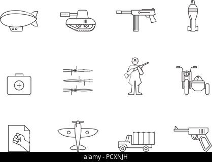 Outline Icons - World War Stock Vector