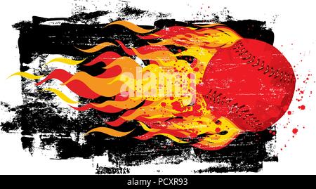 Flaming Red Fastball Stock Vector