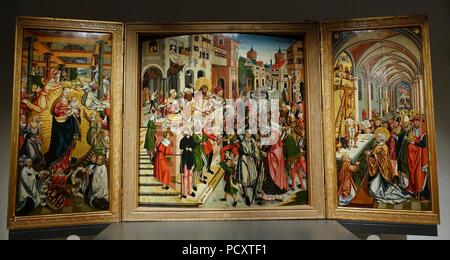 Altar, probably Braunschweig, before 1506 AD, painting on wood - Stock Photo