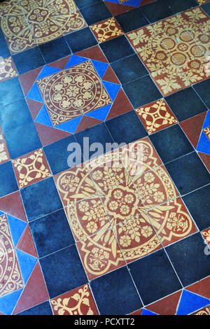 Ornate tiled floor at Netherbury Church, Dorset, UK - John Gollop Stock Photo
