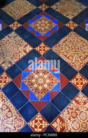 Ornate tiled floor at Netherbury Church, Dorset, UK - John Gollop Stock Photo