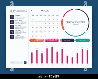 Dashboard infographic template with modern design Stock Vector