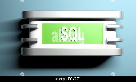 SQL green wall lamp - 3D rendering Stock Photo