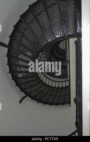 Looking up at Spiral Staircase Inside Historic St. Augustine Lighthouse Landmark Museum Historical Florida Tourism tourist destination Attraction Stock Photo
