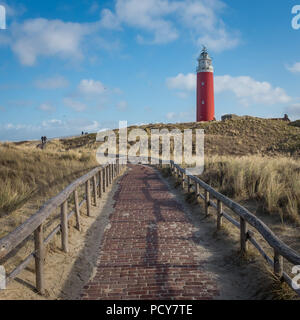 Lighthouse on the beach of Texel off the Dutch coast Stock Photo