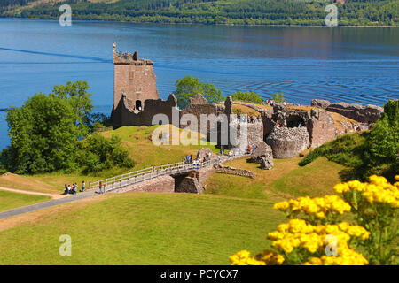 Urquhart Castle and Loch Ness in the Scottish Highlands near Drumnadrochit, Scotland Stock Photo