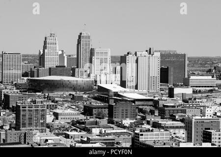 The Midwestern city downtown skyline of Kansas City Missouri Stock Photo