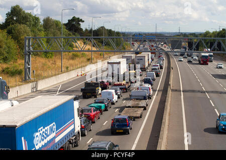 M25 traffic jam on the approach to the Dartford River Crossing at West Thurrock in Essex. Stock Photo