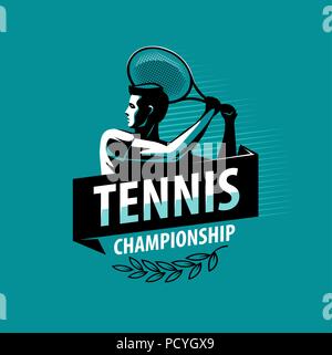 Tennis championship logo or label. Sport concept. Vector illustration Stock Vector