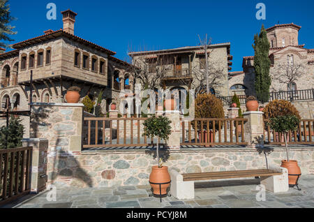 Meteora, Greece - January 6, 2018: Inside of Varlaam Monastery in Meteora rocks, meaning 'suspended into air' in Trikala, Greece Stock Photo