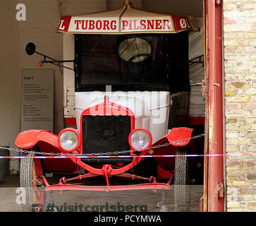 COPENHAGEN, DENMARK - the Old Carlsberg brewery in Copenhagen: in exposition a vintage Ford T of 1922, used as distribution beer vehicle Stock Photo