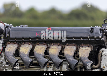 The open top section of a Rolls-Royce Merlin Spitfire engine Stock Photo