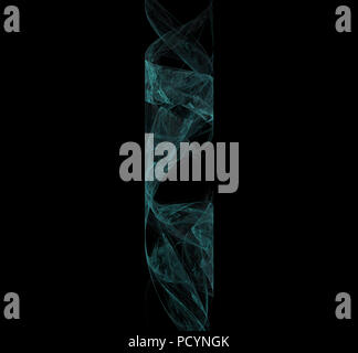 Blue pixel grid fractal on a black background Stock Photo