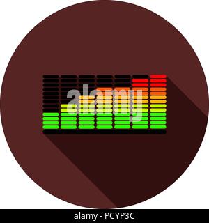 Vector. Color equalizer icon with a shadow on the circle of dark red color Stock Vector